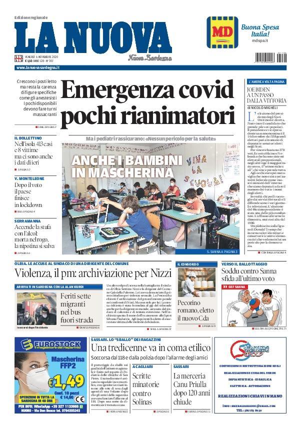 La Nuova Sardegna - Prima Pagina - 6 novembre 2020