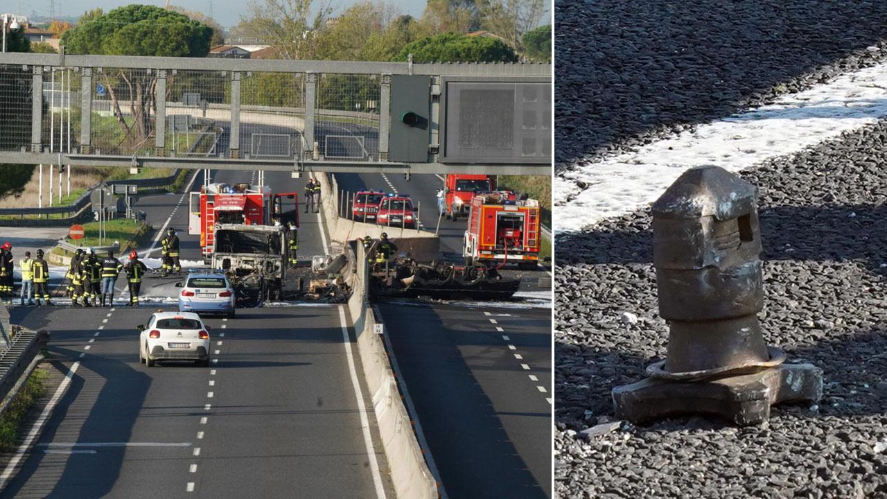 Camion in fiamme sulla Fi-Pi-Li: trovato e sequestrato il pezzo di ferro causa dell’incidente 