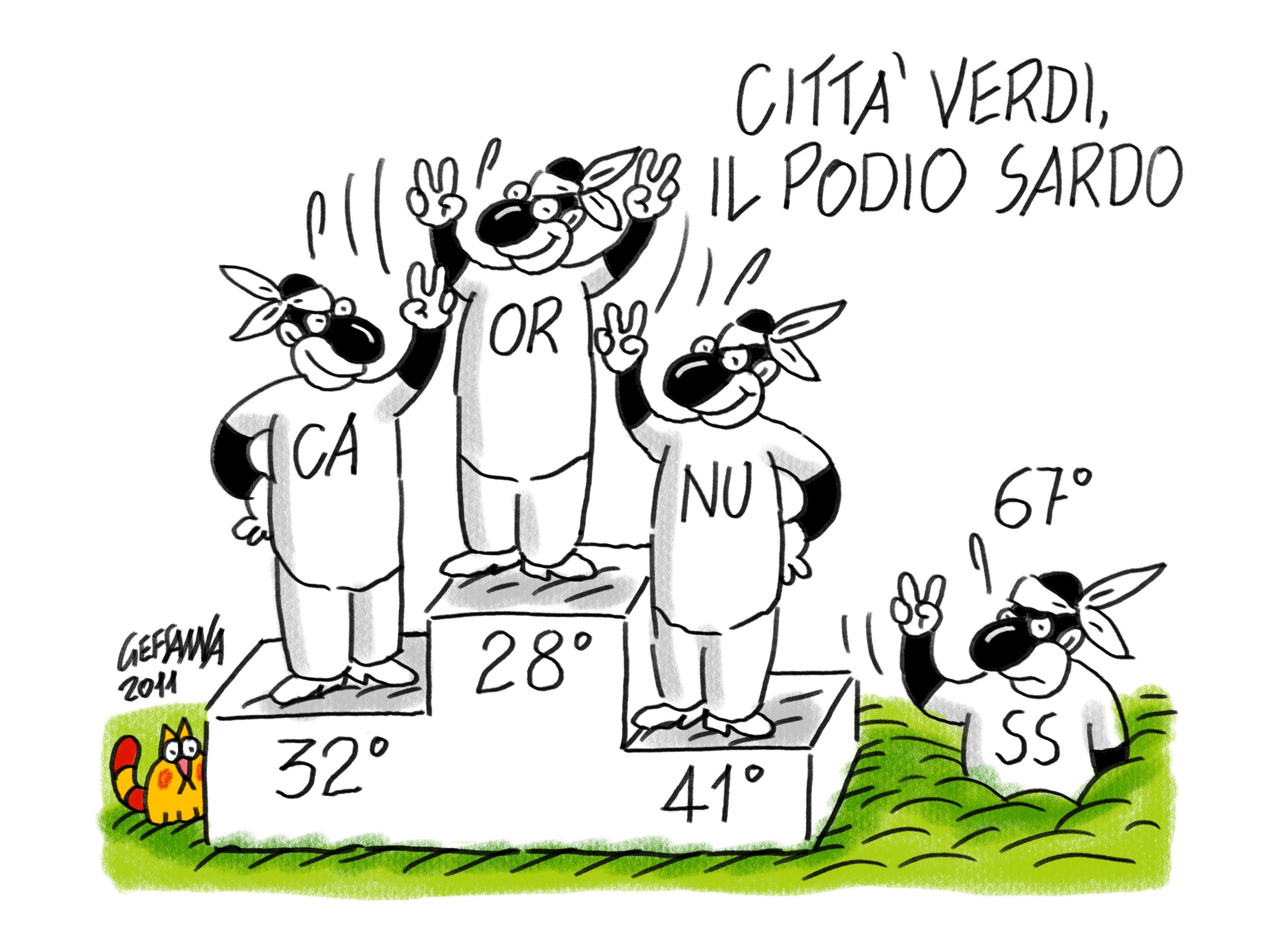 La vignetta di Gef: città sarde ancora poco verdi, Sassari al 67° posto