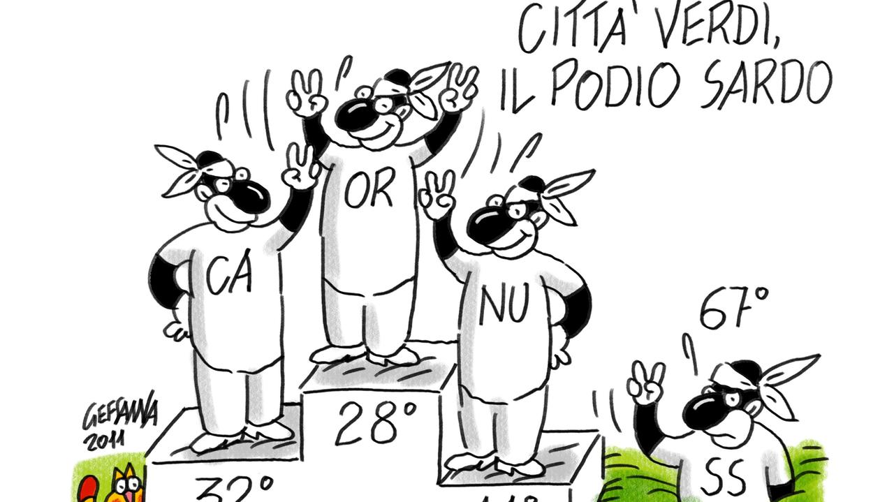La vignetta di Gef: città sarde ancora poco verdi, Sassari al 67° posto