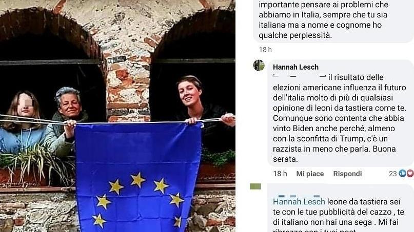 Hannah Lesch (a destra) con la madre, l'ex sindaca di Monaco di Baviera Sabine Csampai, e la nipote. A destra i messaggi che le ha rivolto un utente Facebook