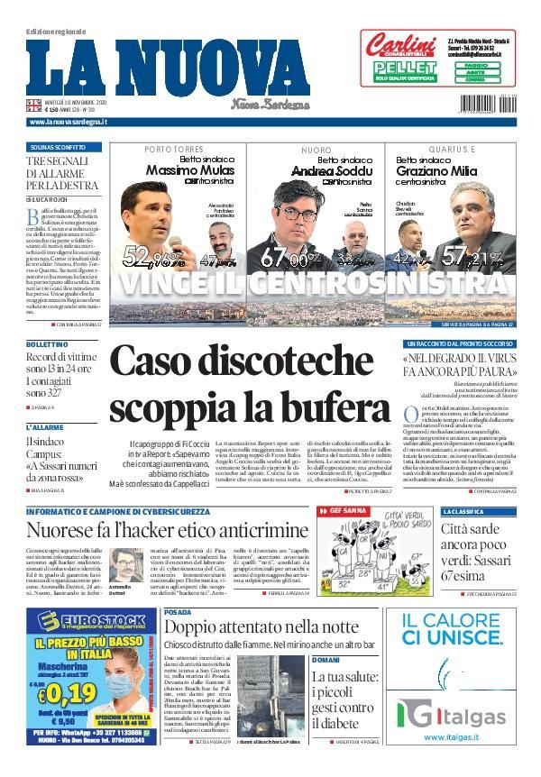 La Nuova Sardegna - Prima Pagina - 10 novembre 2020