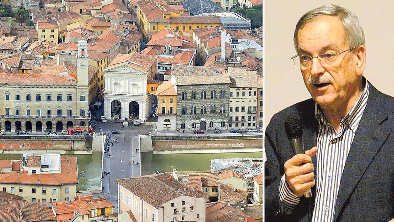 Una veduta della città e a destra Paolo Fontanelli