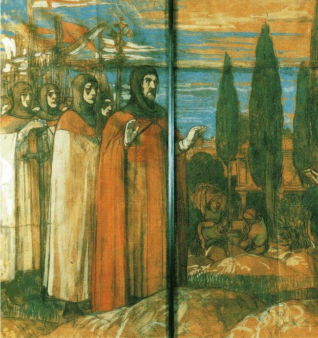 Restauro al cartone preparatorio di Galileo Chini