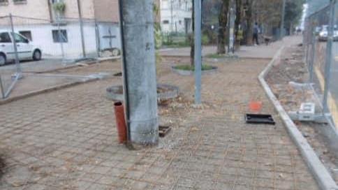 Uno scorcio dei lavori di riqualificazione della nuova piazza Caduti a Barco