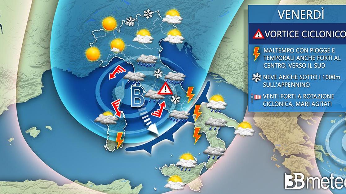 Meteo, : “Assaggio d'inverno in arrivo; maltempo, freddo e anche la neve"