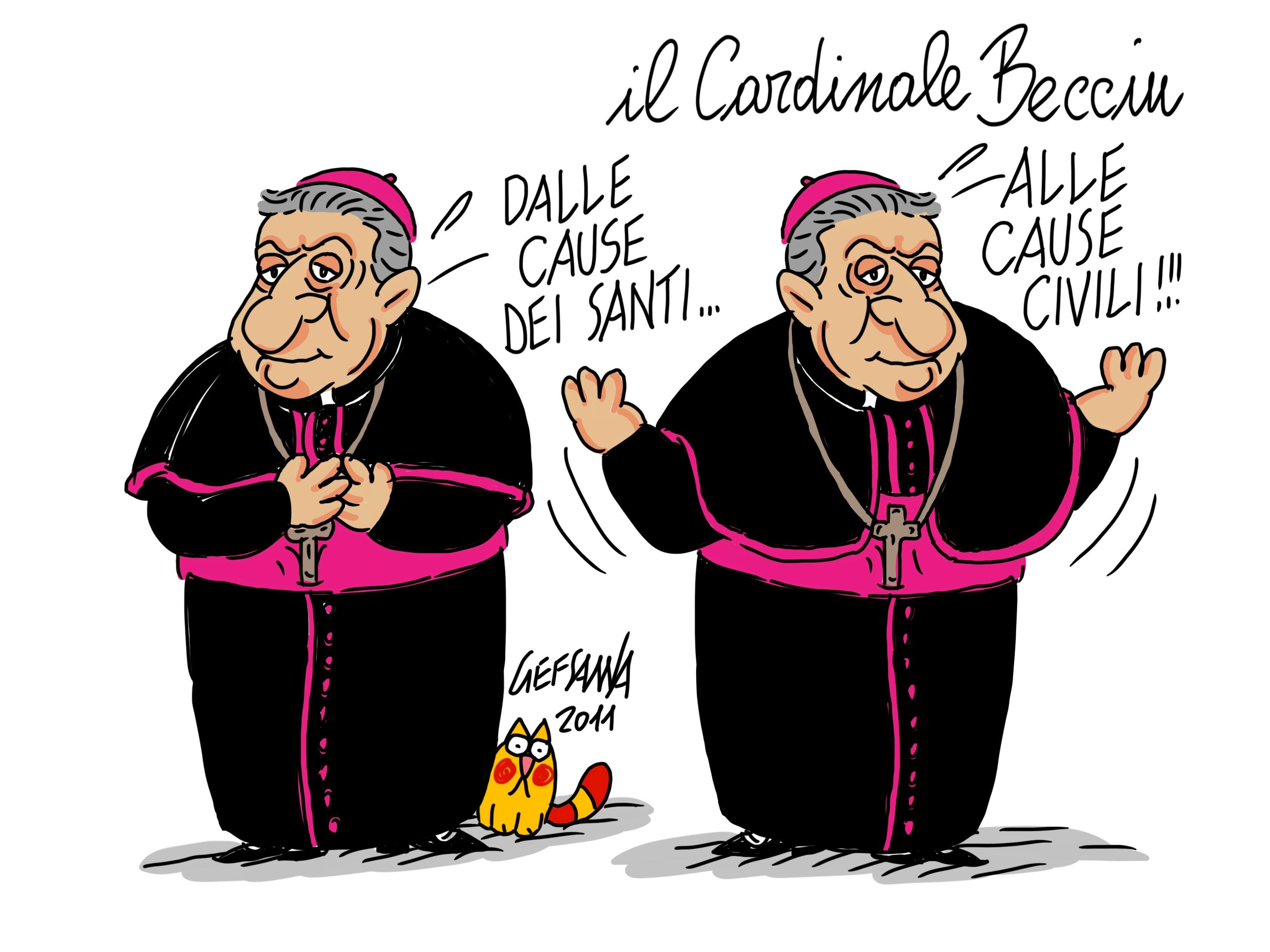 La vignetta di Gef: Il cardinale Becciu, dalle cause dei santi alle cause civili