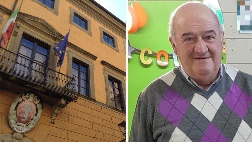 Il municipio di San Miniato e a destra l’imprenditore di Staffoli Fabrizio Gronchi