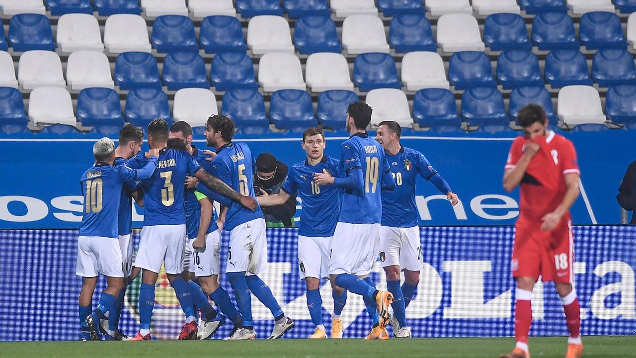 L'esultanza degli Azzurri, vittoriosi al Mapei sulla Polonia