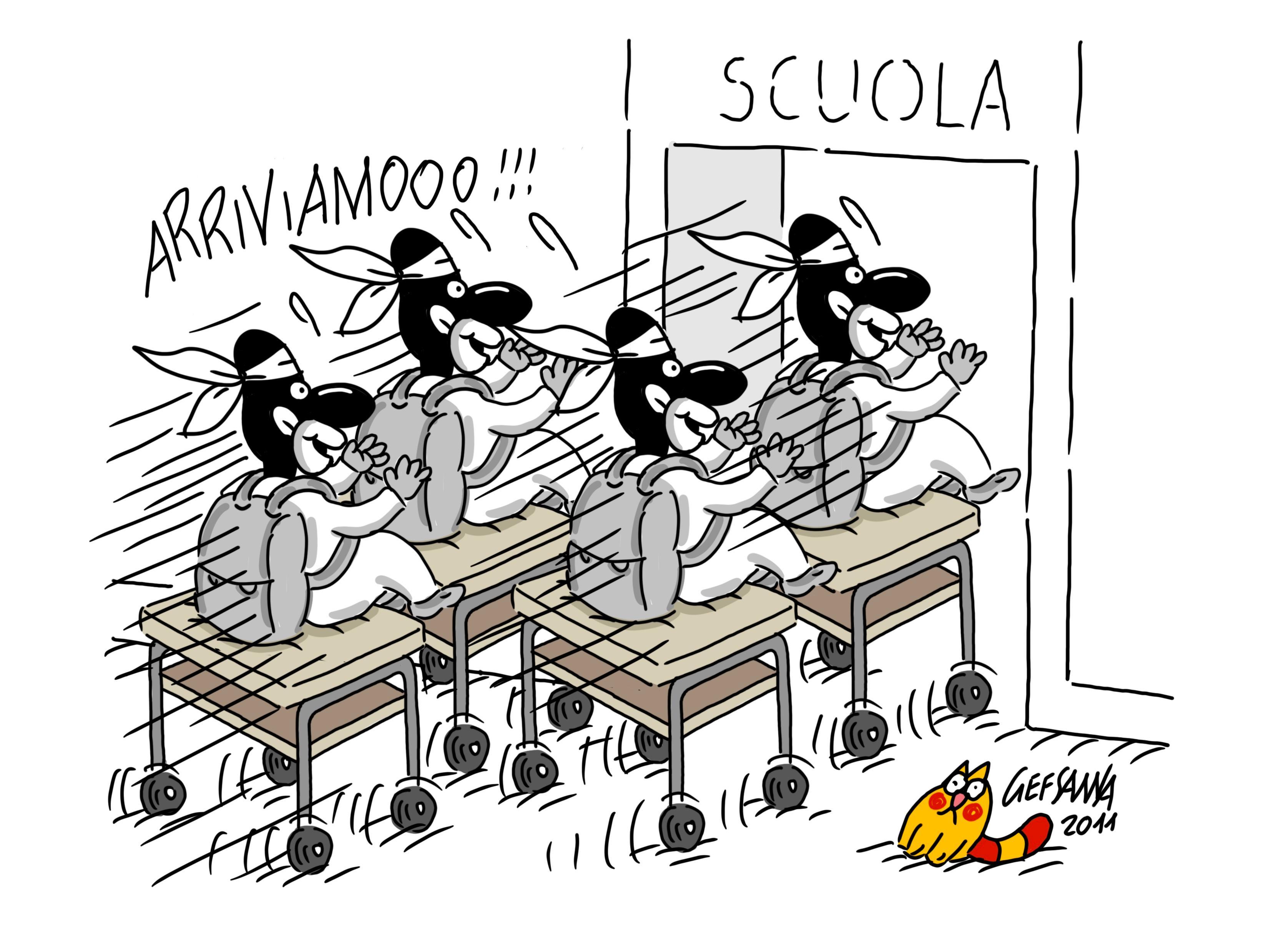 La vignetta di Gef: quarantena finita, 900 studenti tornano a scuola