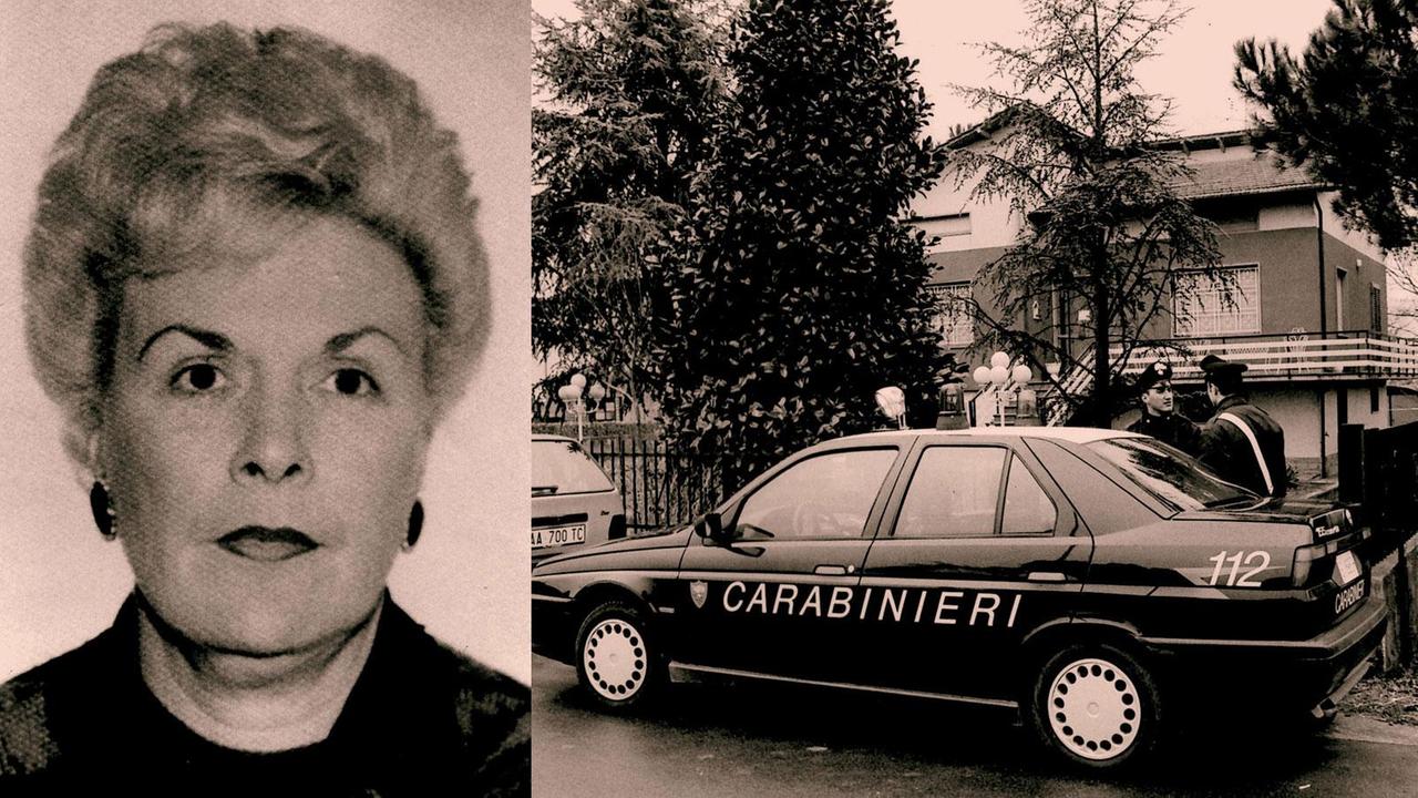 Romana Bonacchi, la vittima, e i carabinieri sul luogo del delitto nel febbraio del 1996 (Foto Lorenzo Gori)