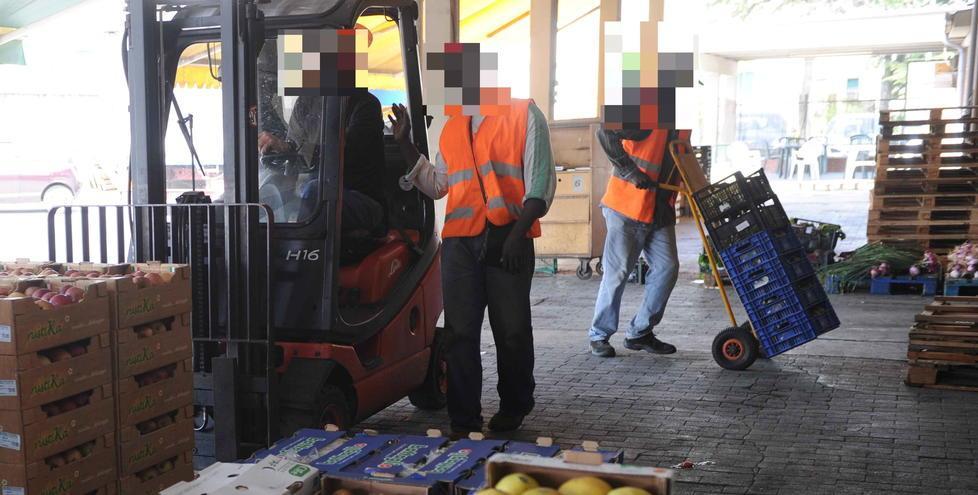 Operatori all'interno del mercato ortofrutticolo (foto d'archivio)