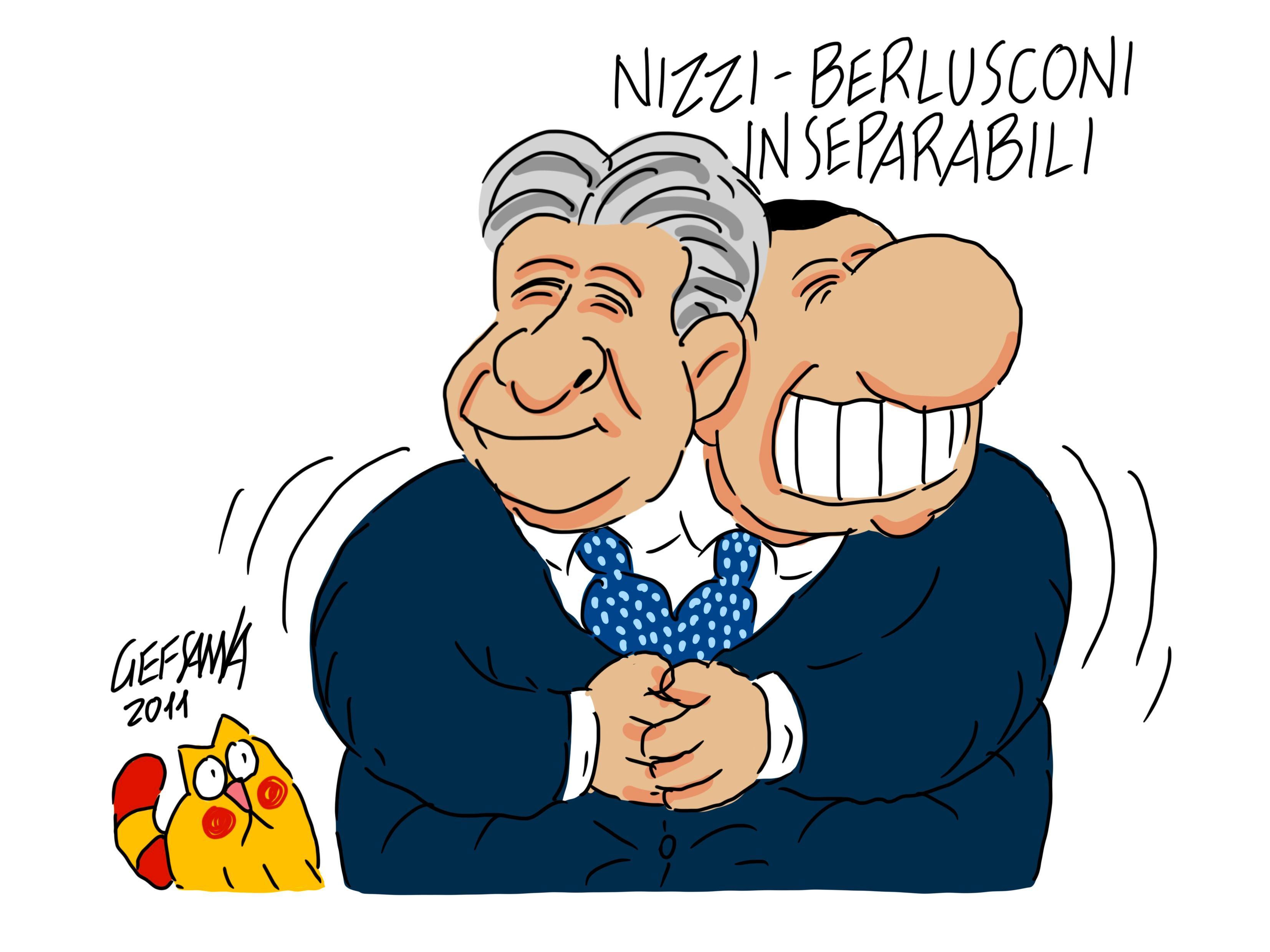La vignetta di Gef: il sindaco di Olbia Nizzi dichiara la sua rinnovata fedeltà a Berlusconi