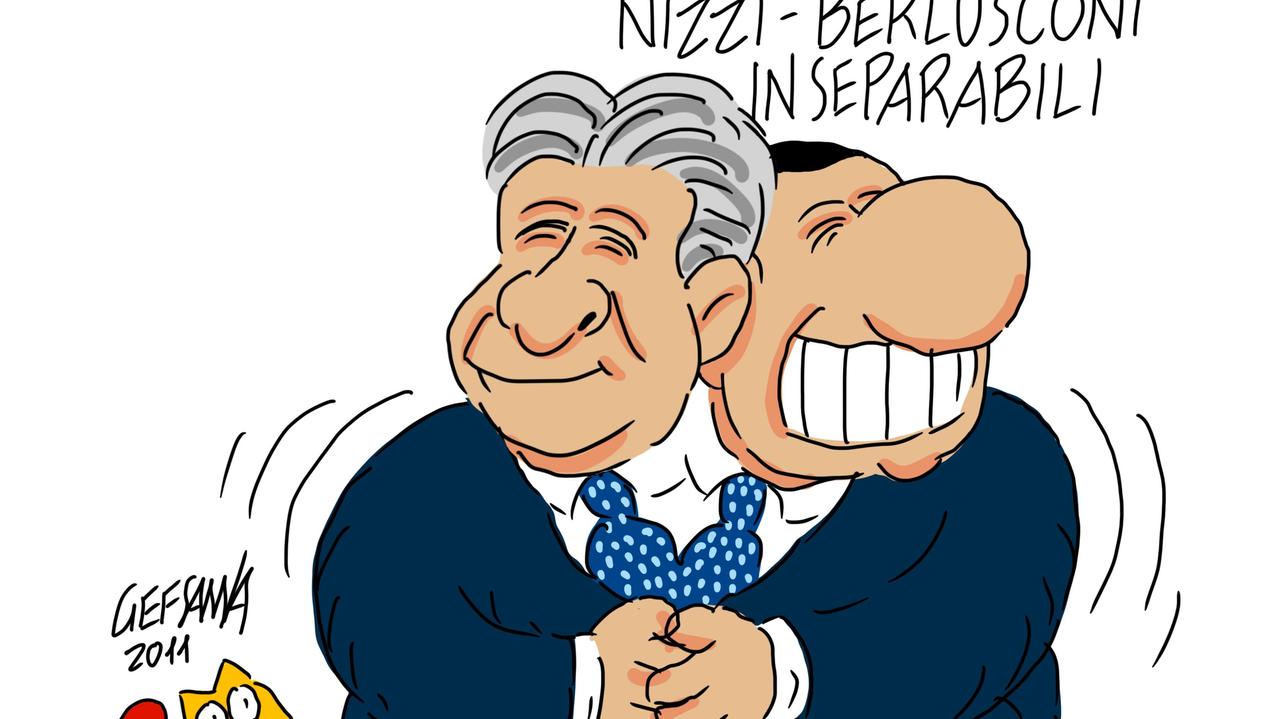 La vignetta di Gef: il sindaco di Olbia Nizzi dichiara la sua rinnovata fedeltà a Berlusconi