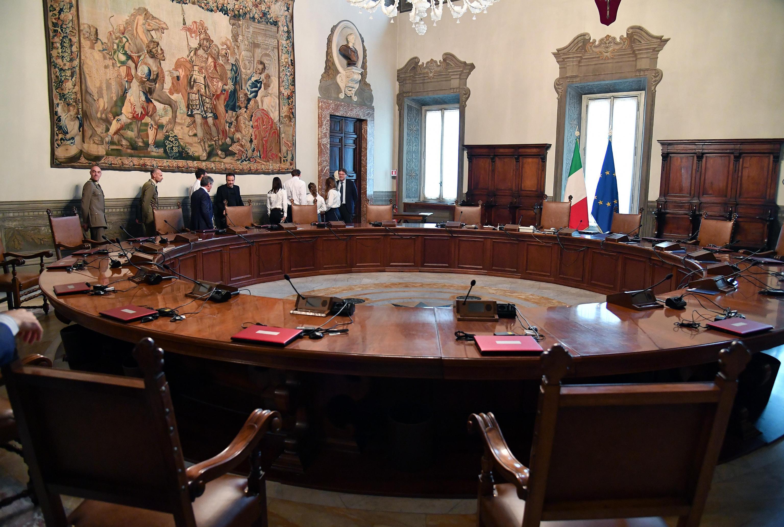La sala della presidenza del Consiglio dei ministri