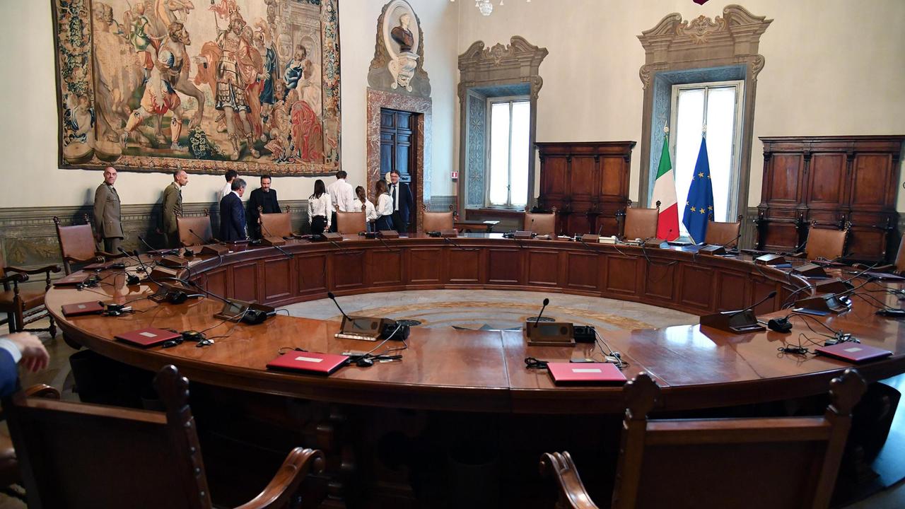 La sala della presidenza del Consiglio dei ministri