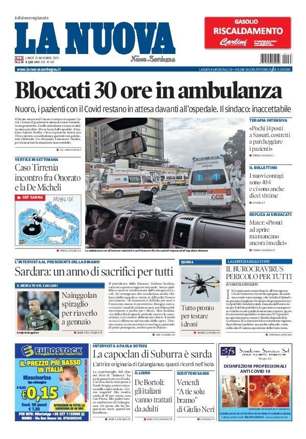 La Nuova Sardegna - Prima Pagina - 23 novembre 2020