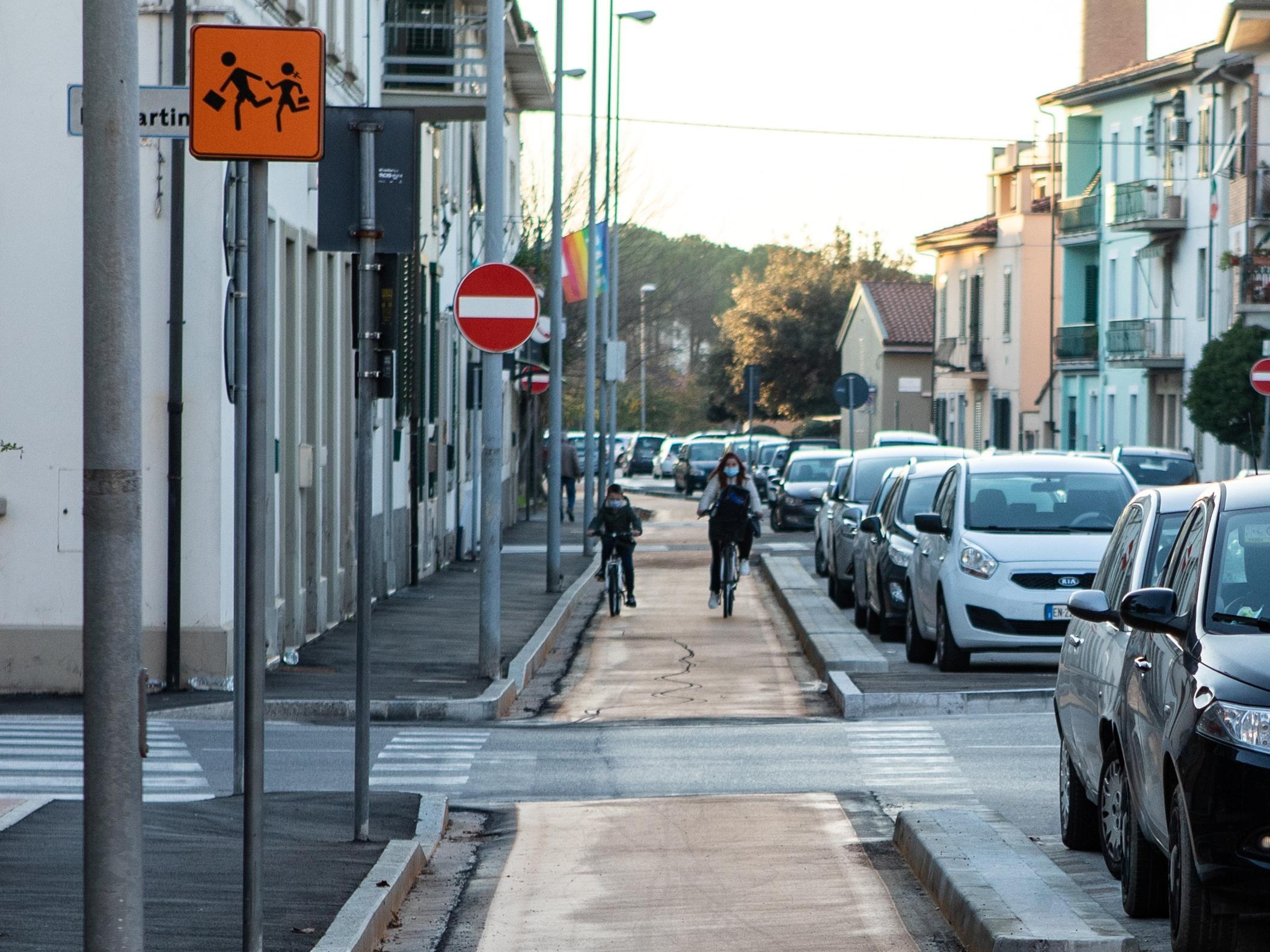 La pista ciclabile di via Meucci a Empoli
