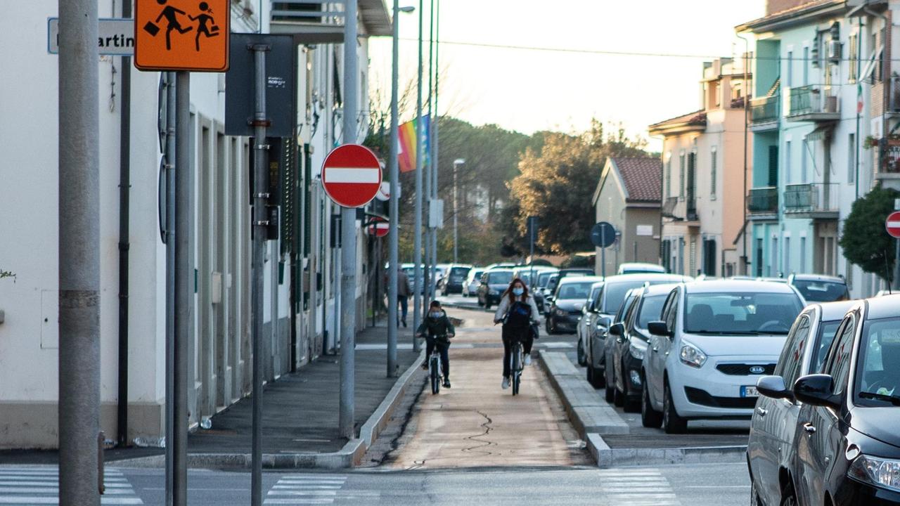La pista ciclabile di via Meucci a Empoli