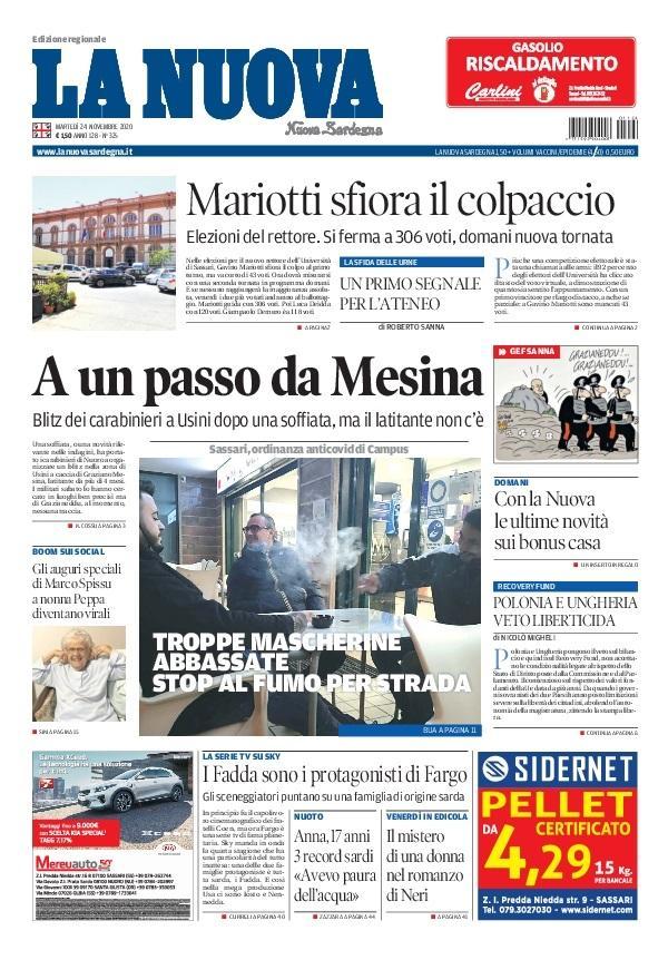 La Nuova Sardegna - Prima Pagina - 24 novembre 2020