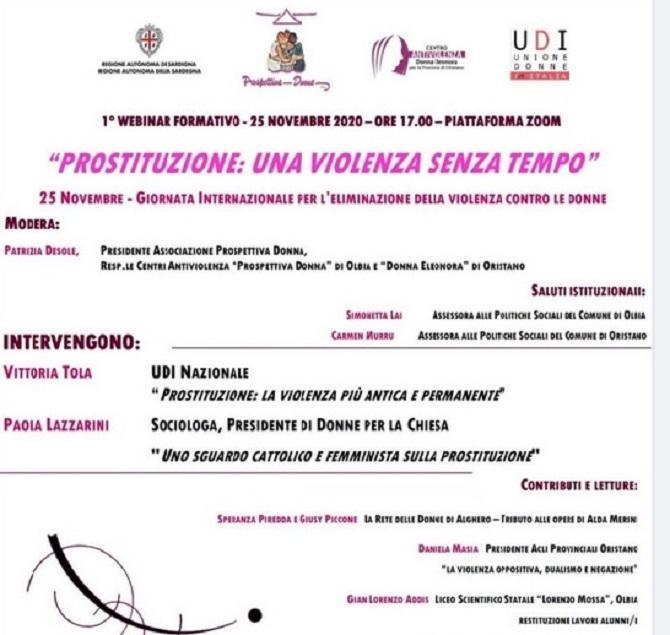 Lotta alla violenza sulle donne: seminario online sulla prostituzione