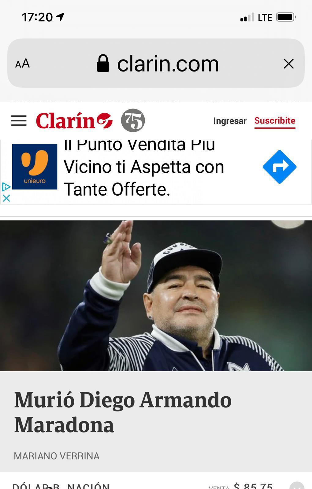 Calcio in lutto, è morto Maradona