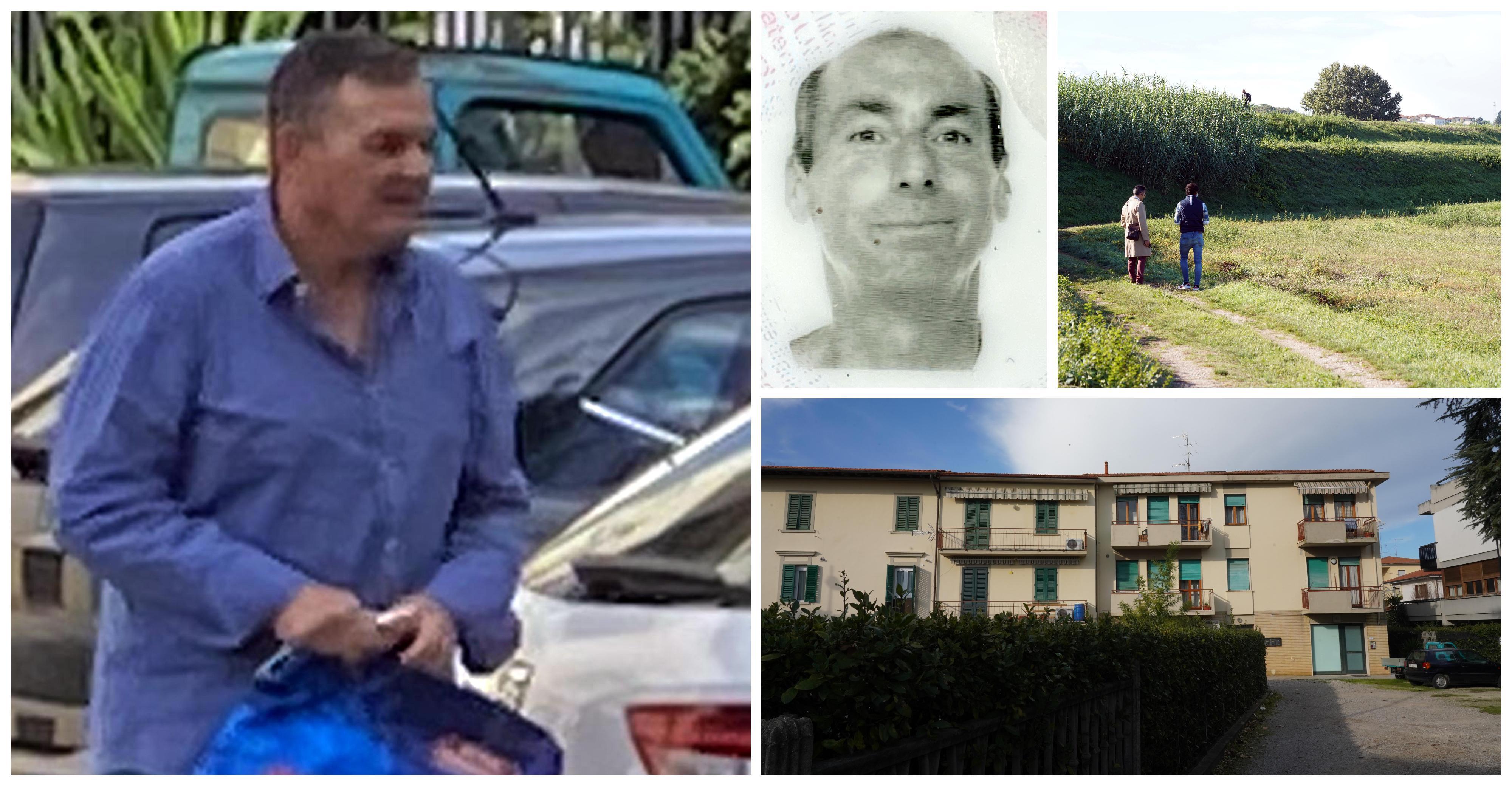 Luigi Cascino, accanto Roberto Checcucci e in alto a destra il luogo del delitto. Qui sopra la palazzina di via Battisti a Fucecchio