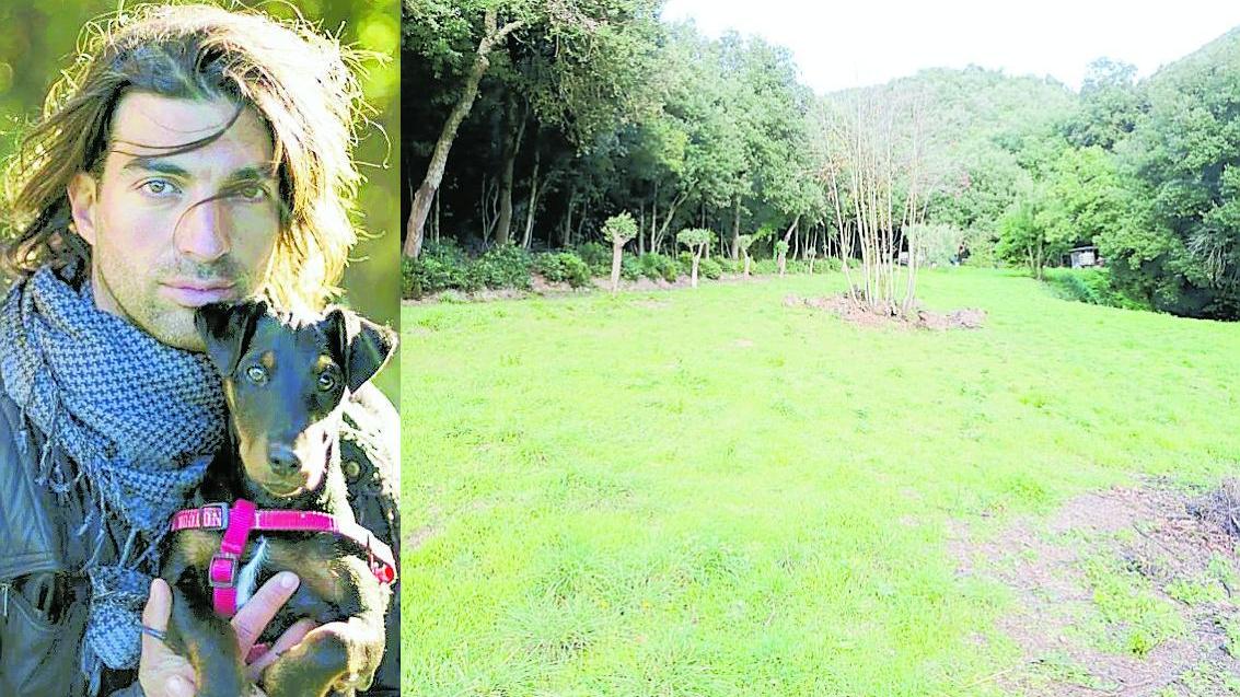 Daniele Panetti con il cane Tito e la zona dov’è avvenuto l’attacco dei lupi