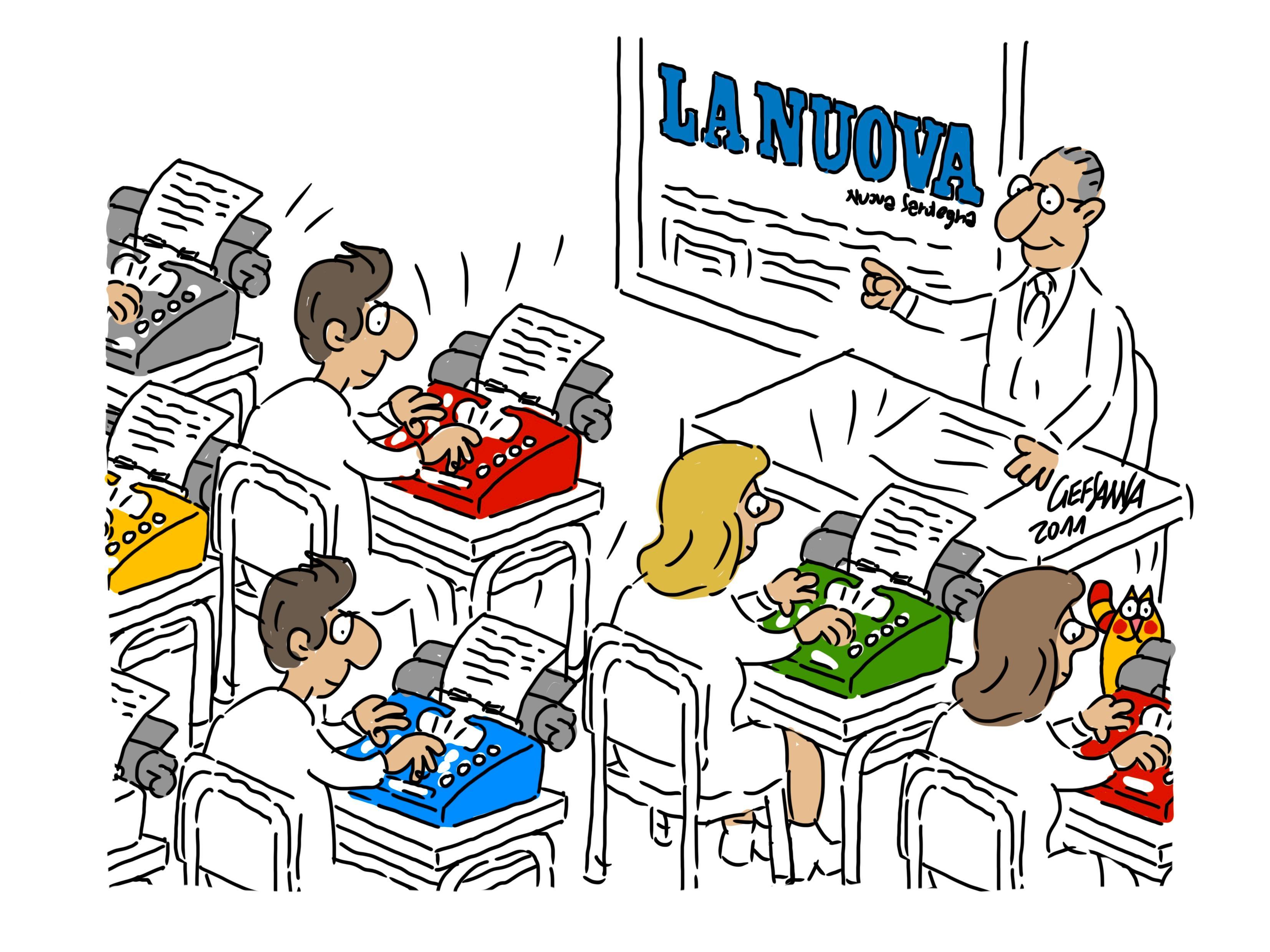 La vignetta di Gef: alla Nuova super redazione di 250 studenti, "Scuola è Lavoro" apre le porte ai giornalisti del futuro