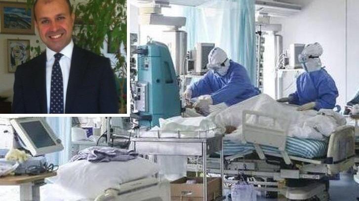Un reparto di terapia intensiva e, nel riquadro, il professor Marco Falcone