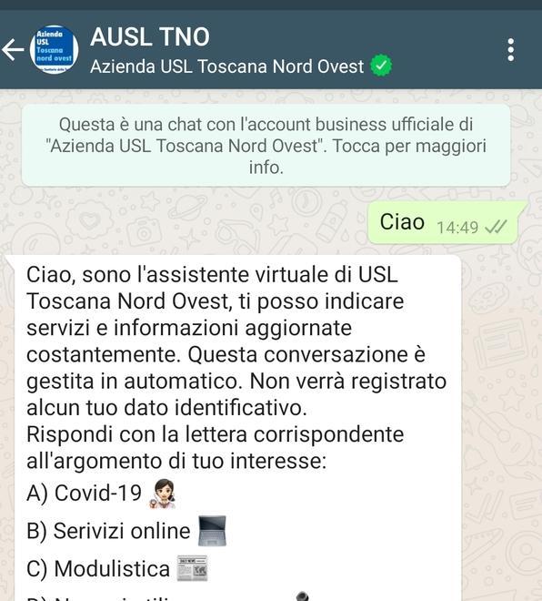 Informazioni sul Covid anche grazie a WhatsApp 