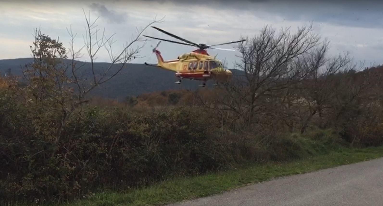 L'elisoccorso Pegaso in partenza dalla Valle Benedetta
