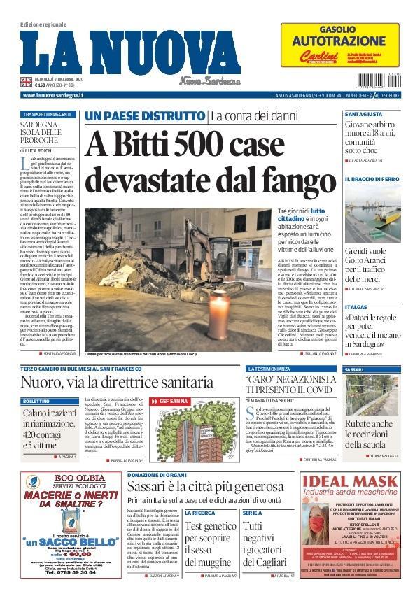 La Nuova Sardegna - Prima Pagina - 2 dicembre 2020