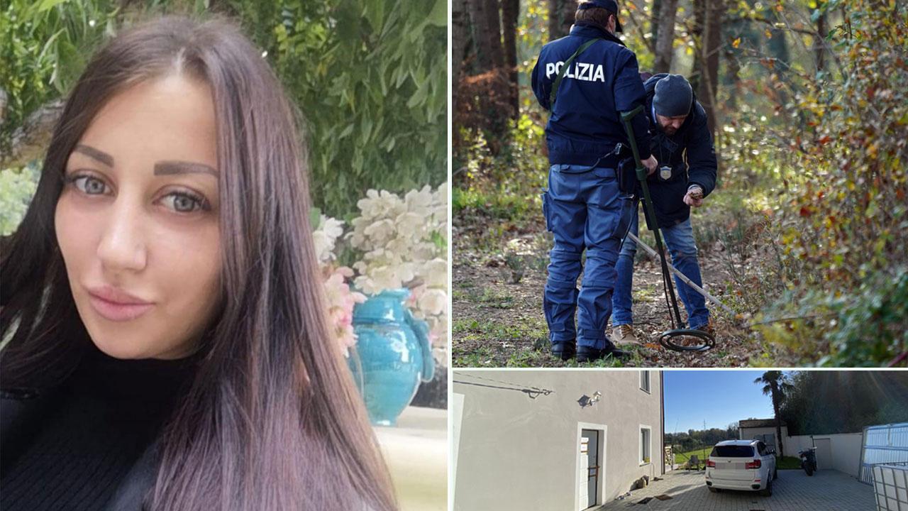 Krystyna Novak; a destra in alto le ricerche della polizia e in basso la villetta di Corte Nardi