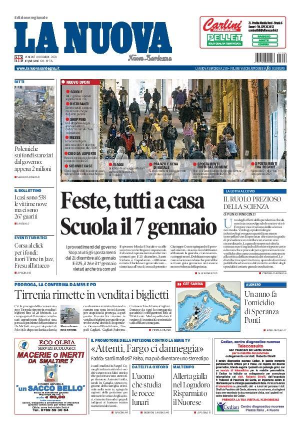 La Nuova Sardegna - Prima Pagina - 4 dicembre 2020