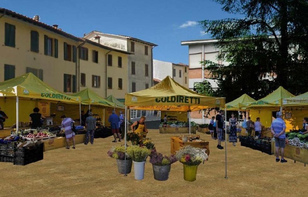 Nuova area mercato nella piazza davanti al Colosseo 
