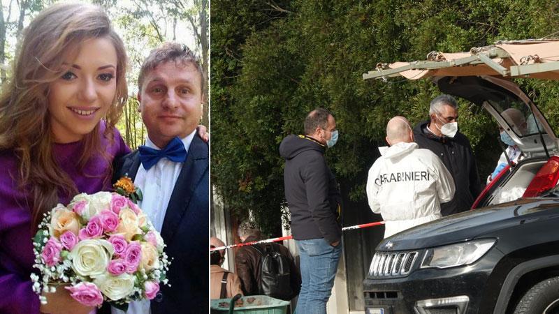 Adrian Luminita e la moglie Madalina, a destra il luogo dell'omicidio (foto Russo)