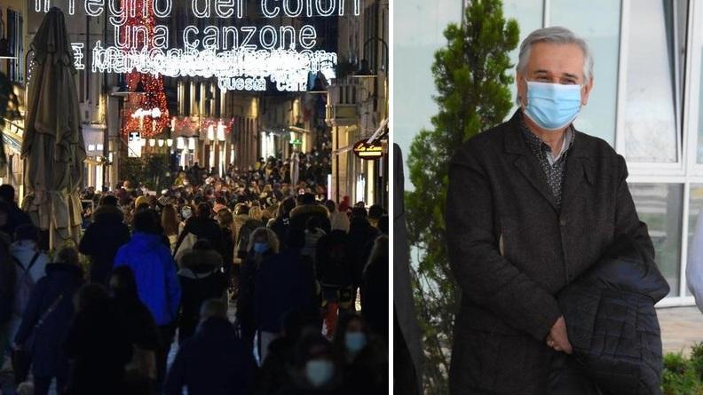 Corso Carducci a Grosseto domenica 6 dicembre intorno alle 17.30. A destra Maurizio Spagnesi, direttore del Dipartimento Prevenzione dell'Asl Toscana sud est (foto Agenzia Bf)