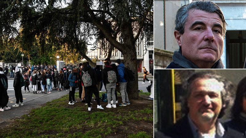 Studenti davanti all'istituto Fermi, a destra in alto l'assessore regionale ai Trasporti Stefano Baccelli. In basso il direttore di Produzione di Ctt, Massimiliano Palloni