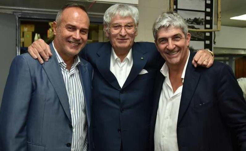 Gherardo Guidi fra Antonio Cabrini e Paolo Rossi alla Capannina di Forte (foto Nizza)