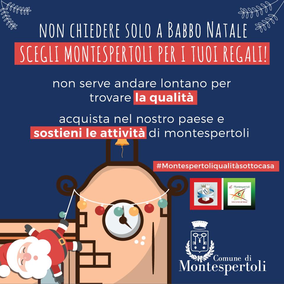 La locandina dell'iniziativa del Comune di Montespertoli per gli acquisti di Natale