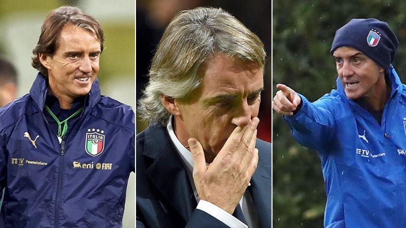 Tre intense espressioni di Roberto Mancini, marchigiano, classe 1964, allenatore della Nazionale da due anni. Dall’autunno del 2018 ad oggi ha collezionato 27 panchine con uno score
davvero impressionante: diciotto vittorie, sette pareggi e soltanto due sconfitte. Si è qualificato da primo per gli Europei e per la final four della Nations League