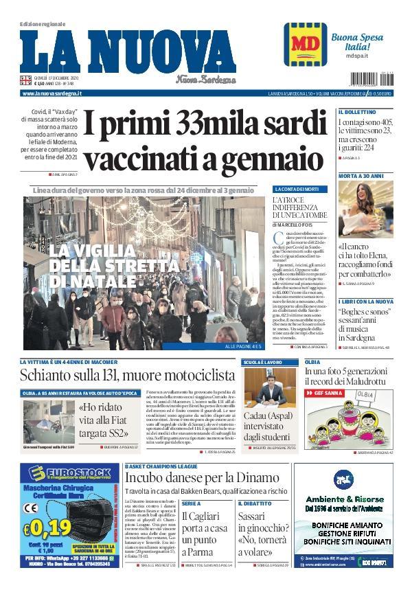 La Nuova Sardegna - Prima Pagina - 17 dicembre 2020