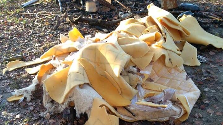 L’imbottitura di un divano abbandonata nel parco di Canonica