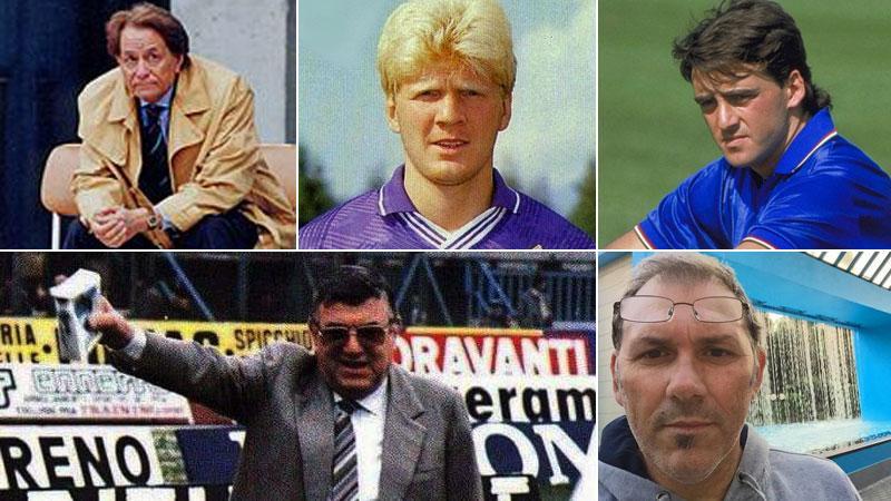 Costantino Rozzi. Stefan Effenberg. L’attuale ct azzurro Roberto Mancini con la maglia dell’Italia. Romeo Anconetani, deus ex machina del miracolo Pisa degli anni Ottanta. Paolo Baldieri, ex Pisa e Roma