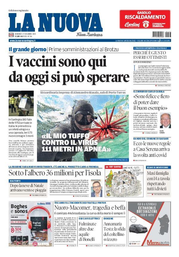 La Nuova Sardegna - Prima Pagina - 27 dicembre 2020
