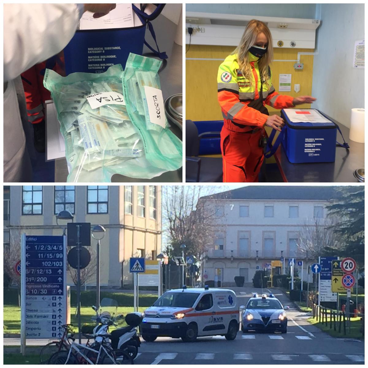 L'arrrivo delle prime dosi del vaccino contro il coronavirus all'ospedale di Cisanello a Pisa (Foto Renzullo/Muzzi)