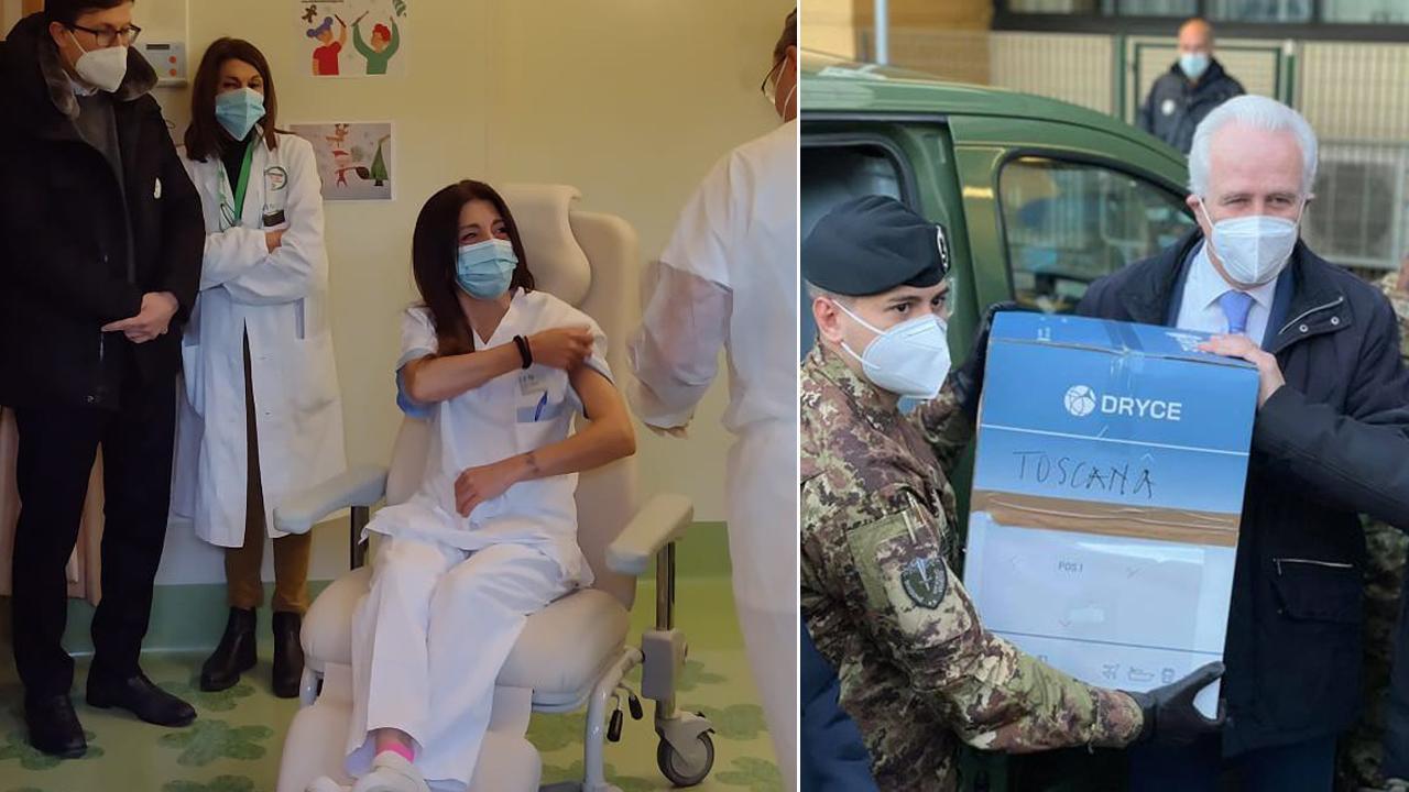 Le dosi e la prima toscana vaccinata