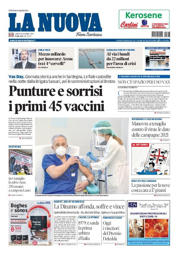 La Nuova Sardegna - Prima Pagina - 28 dicembre 2020