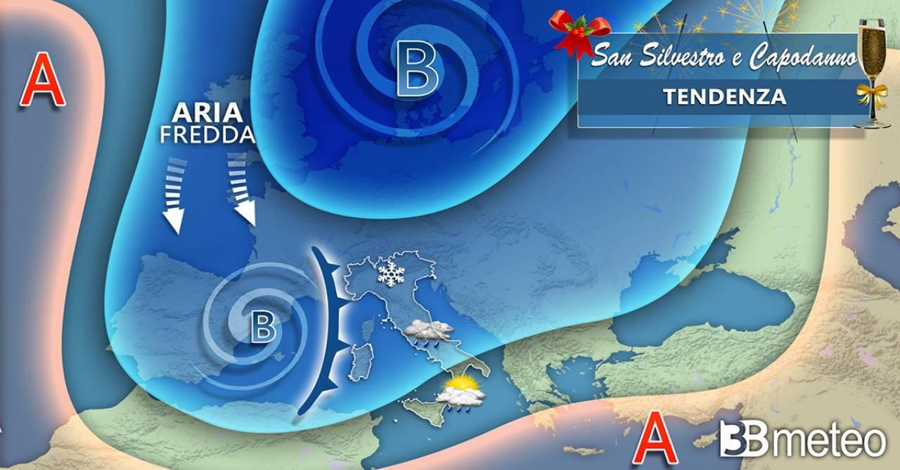 Meteo,  arriva la perturbazione di  Capodanno. Maltempo fino all'Epifania